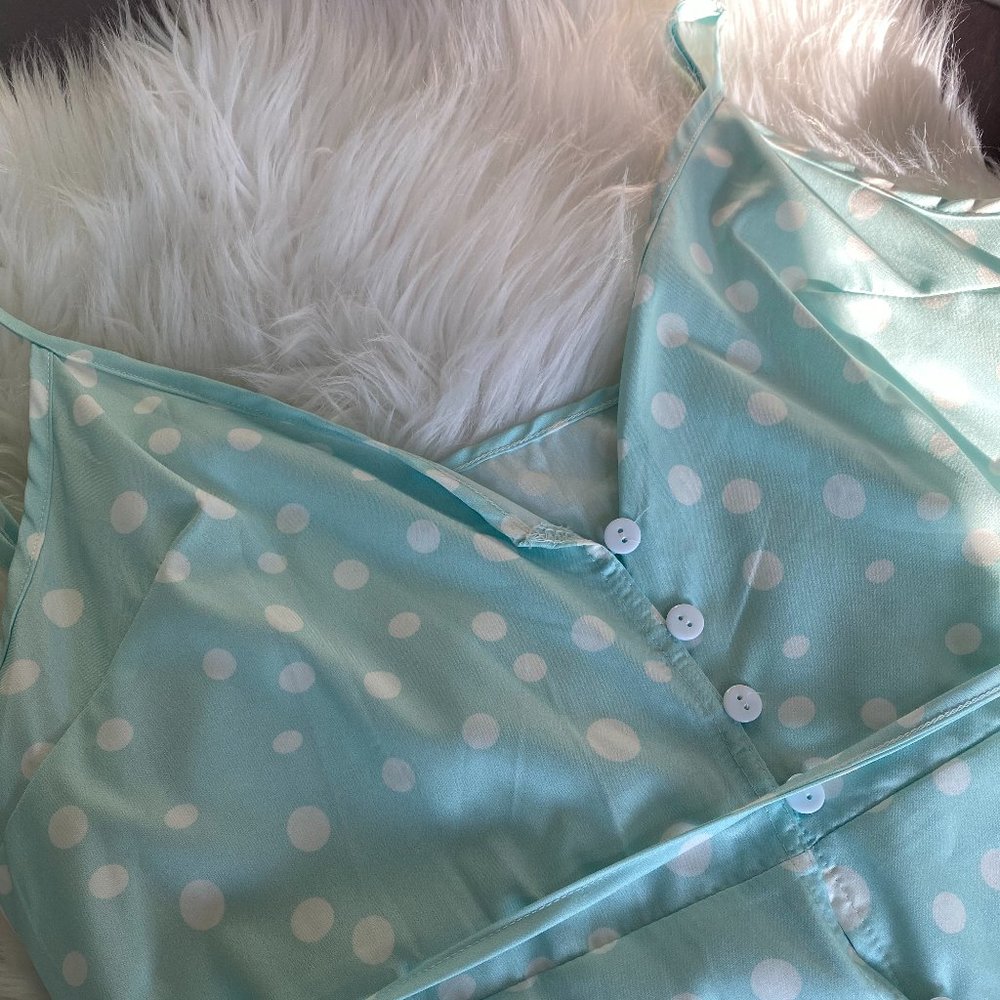 Green Dress with White Dots